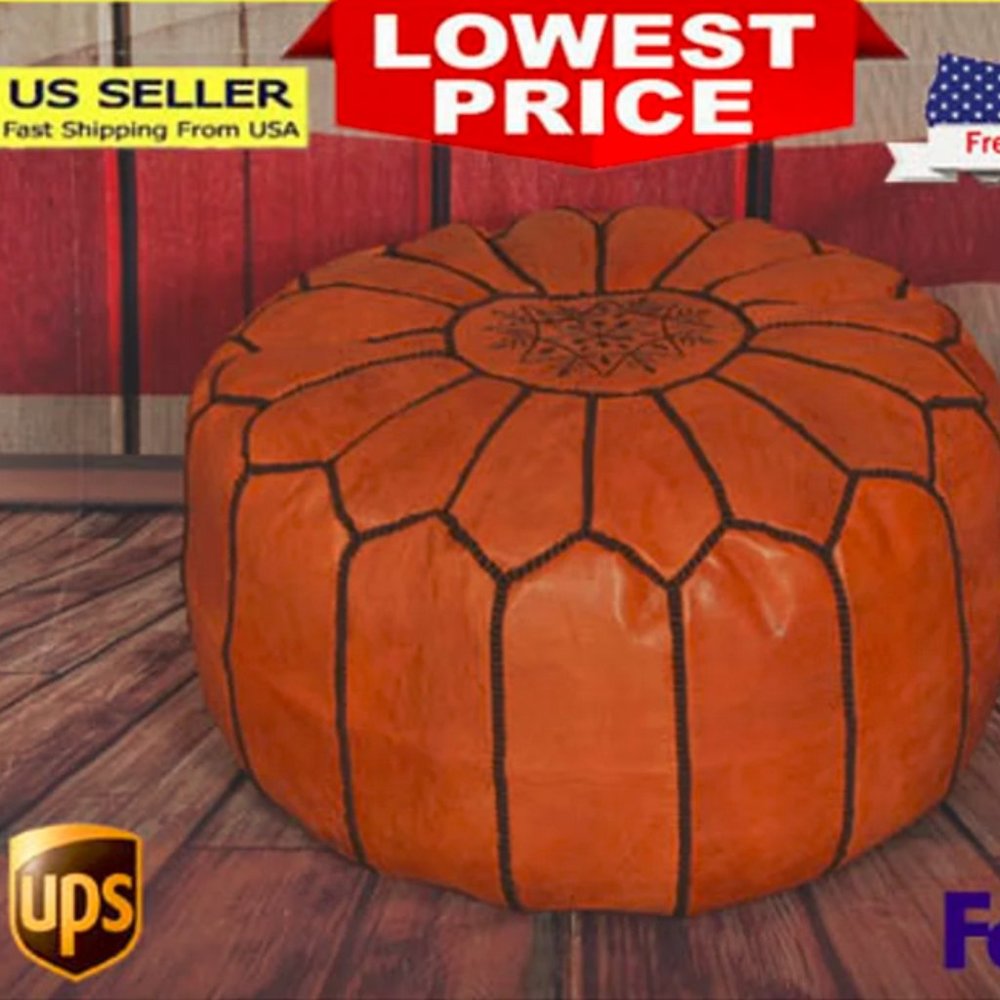 Pouf Available in more COLORS Leather Pouffe Ottoman Footstool Cover Chair Hand